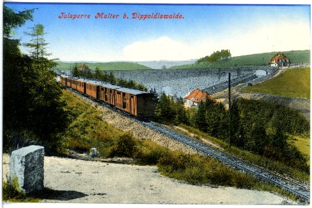 18181-Malter-1914-Talsperre - Mauer, Eisenbahnzug-Brück & Sohn Kunstverlag