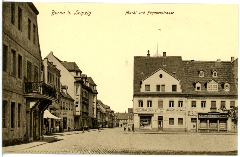 18259-Borna-1914-Markt und Pegauer Straße-Brück & Sohn Kunstverlag