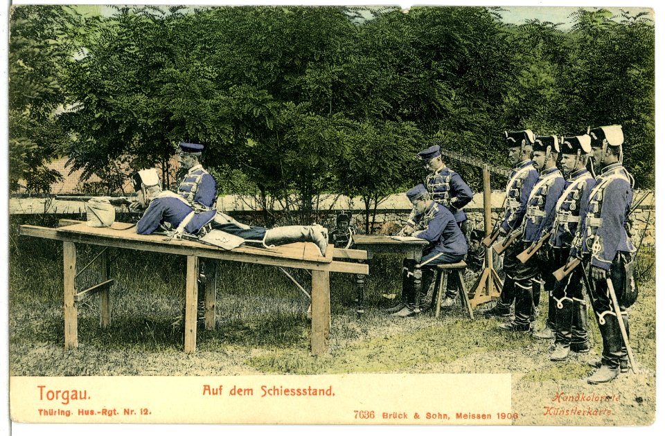 07636-Torgau-1906-Thüringisches Husaren-Regiment Nr. 12 - Auf dem Schießstand-Brück & Sohn Kunstverlag