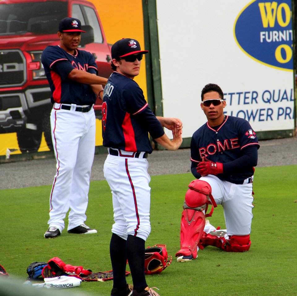 Rome Braves player warming up, May 30 2018 3