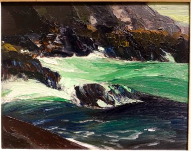 Rocks and Sea, by Robert Henri, 1911, oil on panel - Portland Museum of Art - Portland, Maine - DSC04195