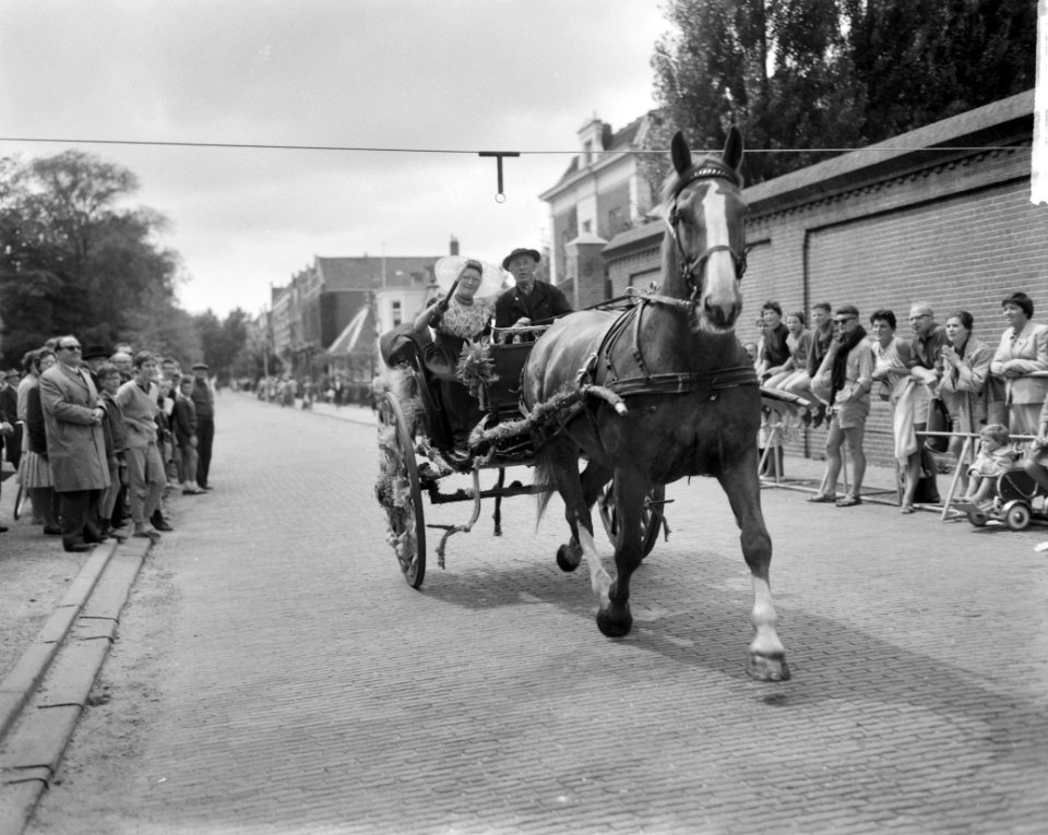 Ringrijderij in Middelburg Rondrit door de stad met versierde sjezen, Bestanddeelnr 912-7518
