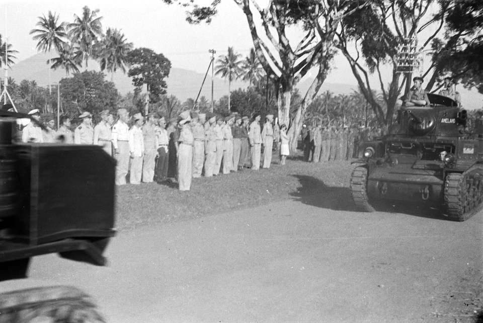 Salatiga. Op 29 mei werd door de manschappen van het 3e Eskadron Vechtwagens, di, Bestanddeelnr 1696-2-1