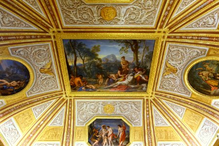 Sala di Elena e Paride, ceiling detail, paintings by Gavin Hamilton, Death of Paris at center, 1782-1784 - Galleria Borghese - Rome, Italy - DSC04689