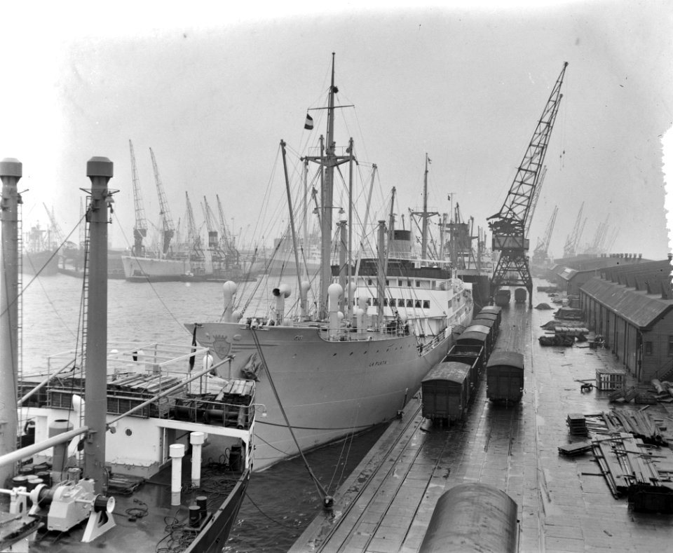 20.000ste schip in haven Rotterdam La Plata uit Zweden, Bestanddeelnr 907-5152