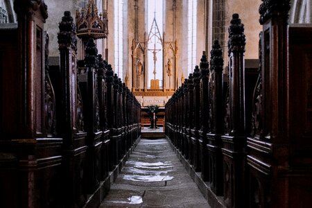 Catholic church aisle photo