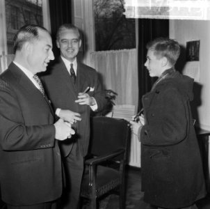 13-jarige fotograaf Ed Apol bij kabinetscrisis, v.l.n.r Schmelzer, Geertsema en , Bestanddeelnr 917-5119