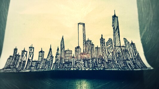 Buildings drawing urban art