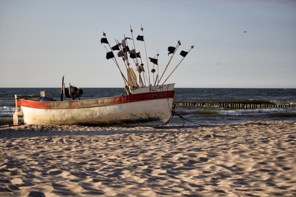 Ship water the coast sky photo