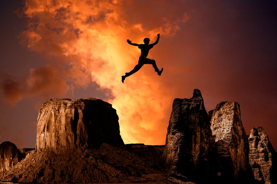 Rock boy silhouette photo