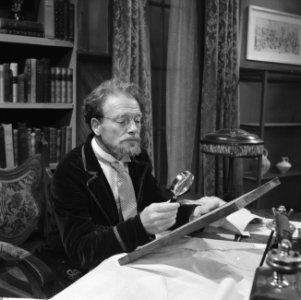 'Hij zit aan de smeltkroes', een TV-spel van VPRO, Max Croiset als professor Men, Bestanddeelnr 914-4166