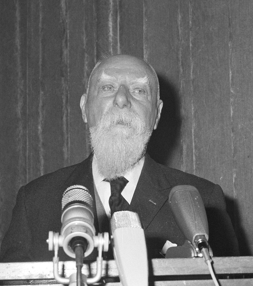 1963-11-16 Professor dr J Severijn tot erelid benoemd tijdens najaarsconventie AR-partij, Bestanddeelnr 915-7439 (cropped)