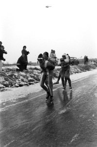 14e Elfstedentocht 1986 kopgroep bij Hindeloopen vlnr Hans Bouma (210), Wout d, Bestanddeelnr 933-5787