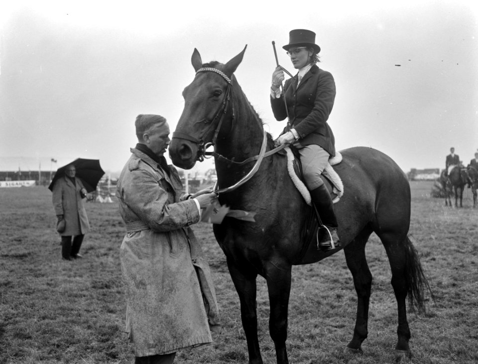 18e Nationale Concours Hippique te Blaricum, mejuffrouw R. van Hout op Country G, Bestanddeelnr 916-6314