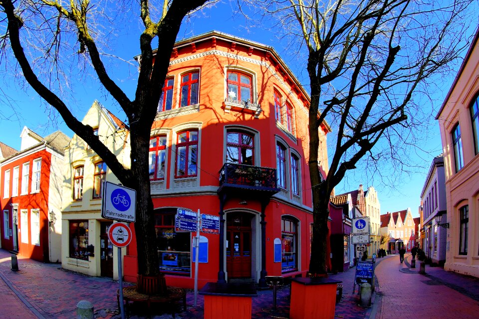 House colorful small town
