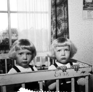 8 november siamese tweeling Folkje en Tjitske de Vries uit Bergum 2 jaar rechts , Bestanddeelnr 934-5711