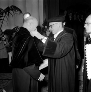 25 jaar Bestaan Tilburgs Katholieke Ecoomische Hogeschool. Robert Schuman ere-do, Bestanddeelnr 905-4498