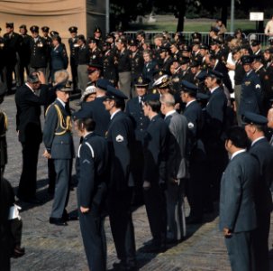 25 Jarig Regeringsjubileum Koningin Juliana Koninklijk Paar bij Militair Hulde, Bestanddeelnr 254-9324