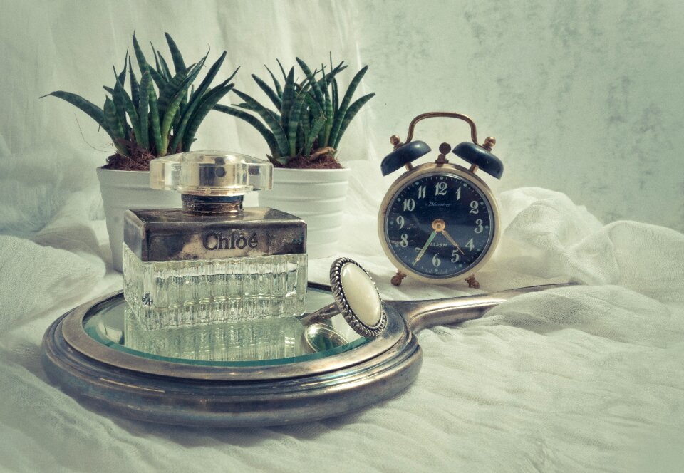 Still life mirror perfume