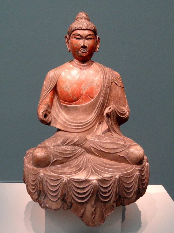 Buddha, possibly Shakyamuni, Tang dynasty, early 8th century AD, marble with traces of pigment - Freer Gallery of Art - DSC05667