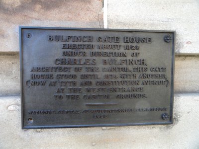 Bulfinch Gate House plaque - Washington, DC - DSC05104