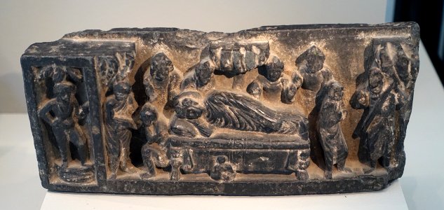 Buddha entering nirvana, Gandhara, 3rd century AD, stone - Östasiatiska museet, Stockholm - DSC09338