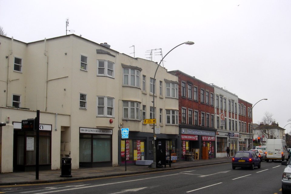 Buildings in Lewes Road near Elm Grove junction, Brighton (March 2009)