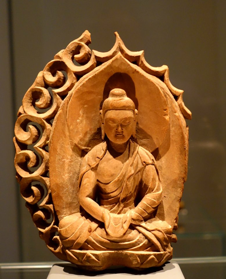 Buddha in meditation, Khocho, probably 10th century AD, wood - Ethnological Museum, Berlin - DSC01433