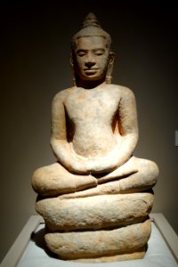Buddha Seated on Naga, Thailand, Lopburi style, 12th century AD, sandstone - Chazen Museum of Art - DSC01710