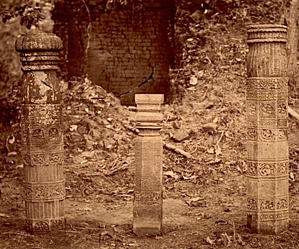 Buddhist and Hindu temple ruins excavated at Turturia, Chhattisgarh, archive late 19th century - 1