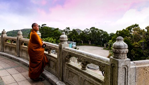 Buddhist Monk In Lantau Island Hong Kong (258624117) photo