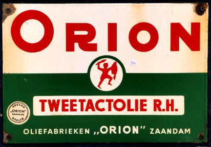 Enamel advertising sign, Orion Tweetactolie RH