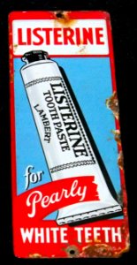 Enamel advertising sign, Listerine tooth paste Lambert