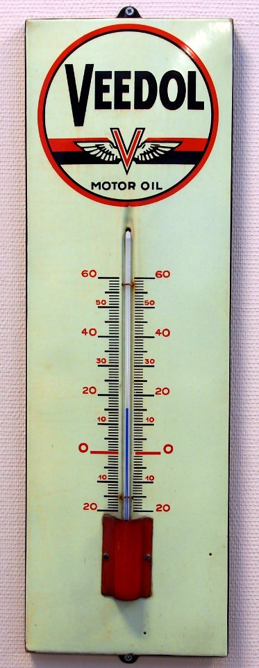 Enamel advertising sign, Veedol motor oil thermometer