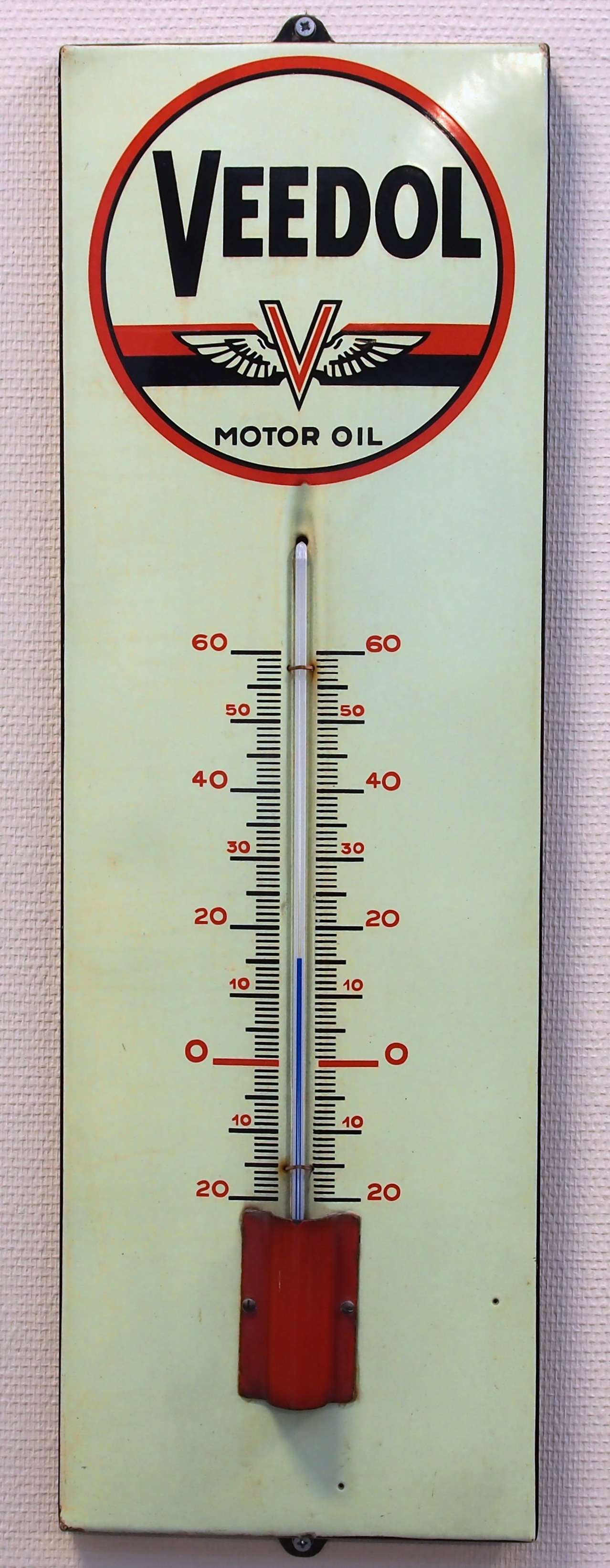 Enamel advertising sign, Veedol motor oil thermometer