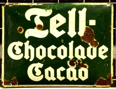 Enamel advertising sign, Tell-Chocolade Cacao