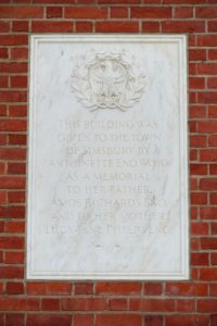 Eno Memorial Hall plaque - Simsbury, CT - DSC00571