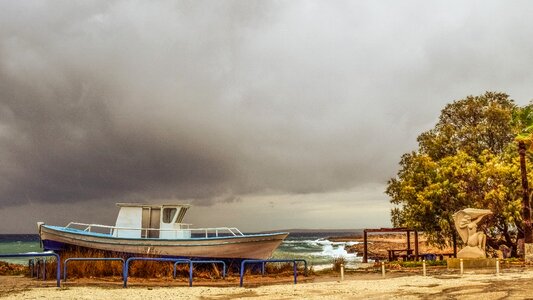 Beach storm rainy day