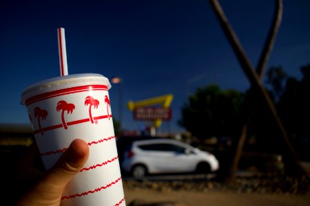 Enjoying a meal at In N Out in Gustine, California 02