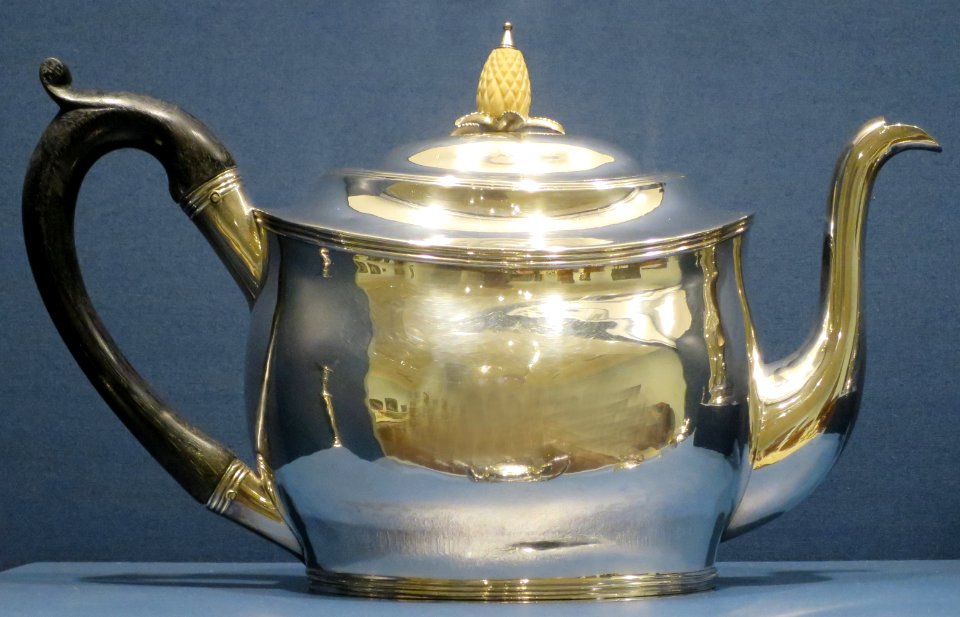English teapot made by Ann Bateman, silver, Dayton Art Institute