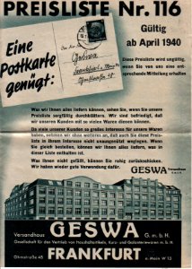 Frankfurt Bockenheim GESWA 1940-Seite 1