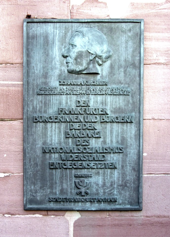 Frankfurt Paulskirche Gedenktafel Johanna Kirchner