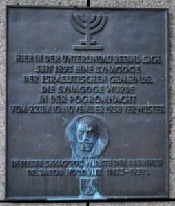 Frankfurt, Unterlindau, Gedenktafel Synagoge