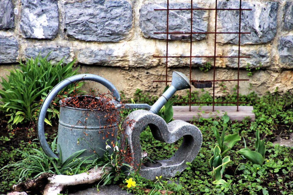 Watering can stone nature