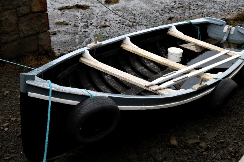 Fishing boats anchorage blue