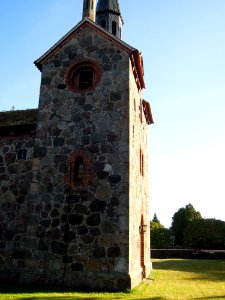 Kirche Klebitz -Turmquader von Nordnordwest mit Geläutöffnung im oberen Teil- Anfang Oktober 2020