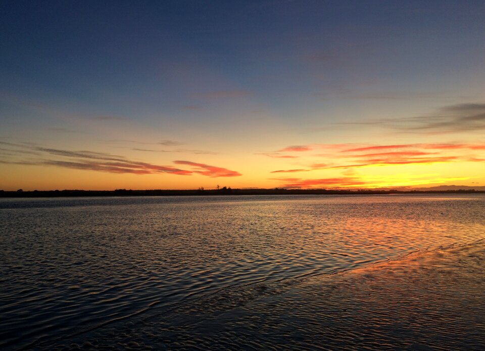 Sunset river beach