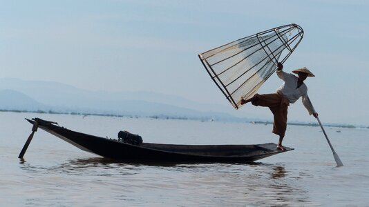 Myanmar lake boat photo