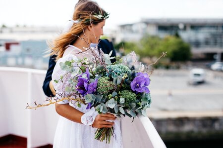 Wedding gown flower photo