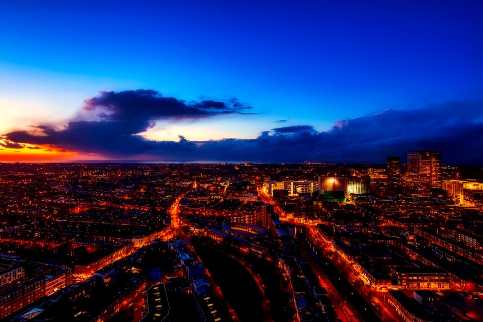 Urban cityscape sunset